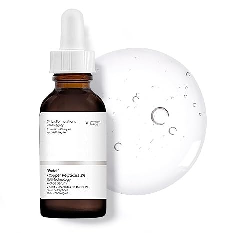 Original peptides serum for face : "Buffet" + Copper Peptides 1% improving the appearance of fine and dynamic lines Skin smoothness and firmness 30ML bottle