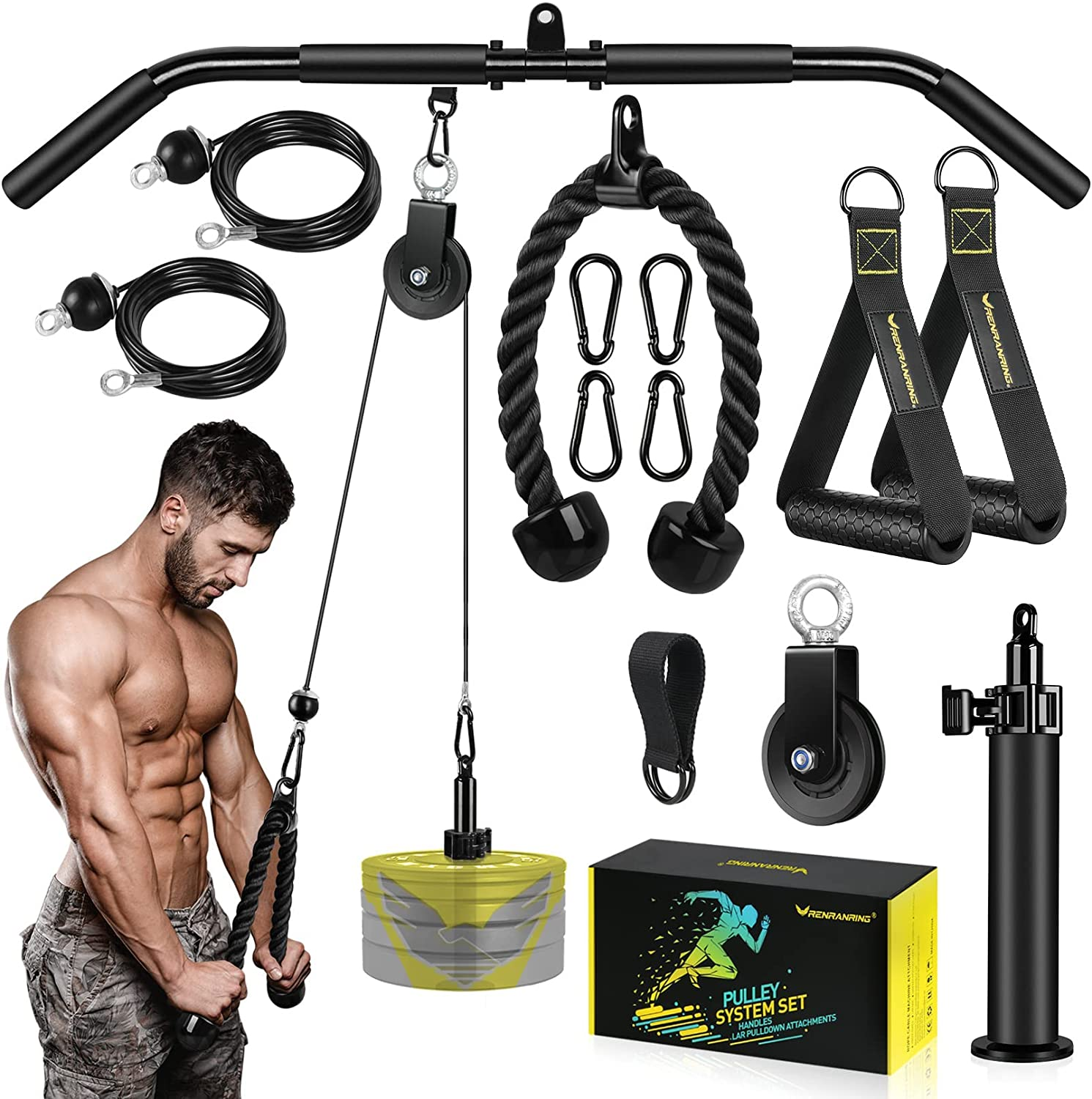 Fitness LAT and Lift Pulley System Gym - Upgraded LAT Pull Down Cable Machine